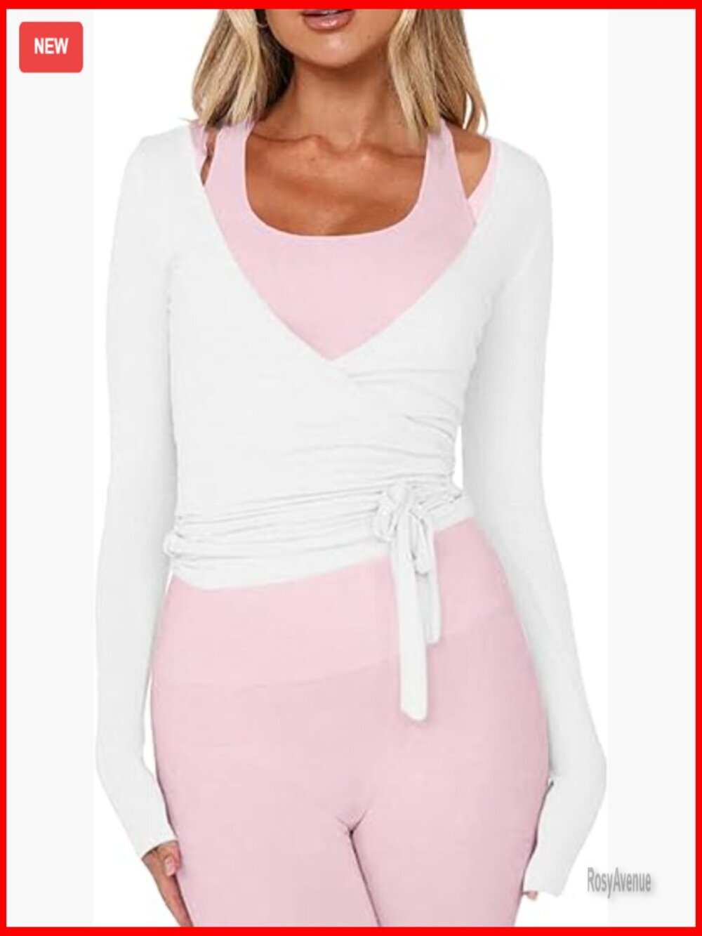 Wrap Ballet Pilates Top Long Sleeve Deep V Neck Yoga Workout Shirt
